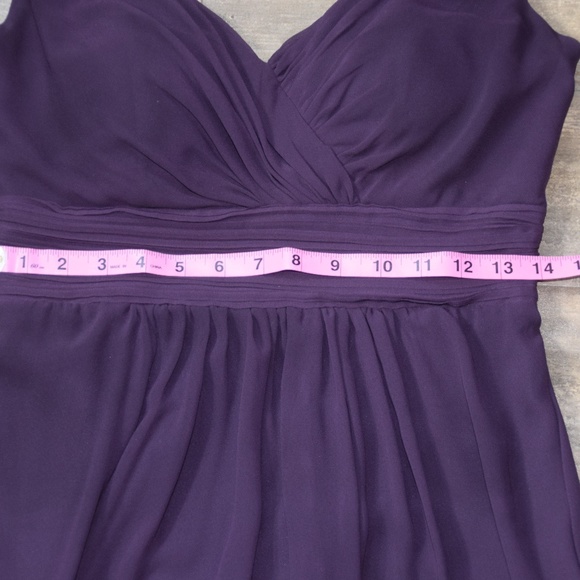 #LEVKOFF V-Neck Chiffon A-Line Gown in Plum Bridesmaid Prom Dress - Picture 5 of 8